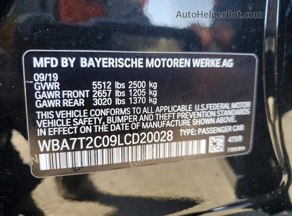 WBA7T2C09LCD20028 2020 BMW 7 SERIES Black Vista del compartimento del motor