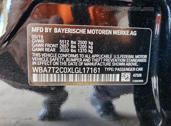 WBA7T2C0XLGL17161 2020 BMW 7 SERIES Black Vista del compartimento del motor