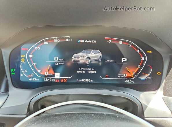 WBA83AP01NCK03374 2022 BMW M4 Black Вид щитка приладів