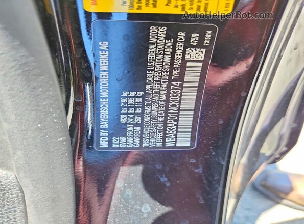 WBA83AP01NCK03374 2022 BMW M4 Black Вид наклейки з VIN-кодом