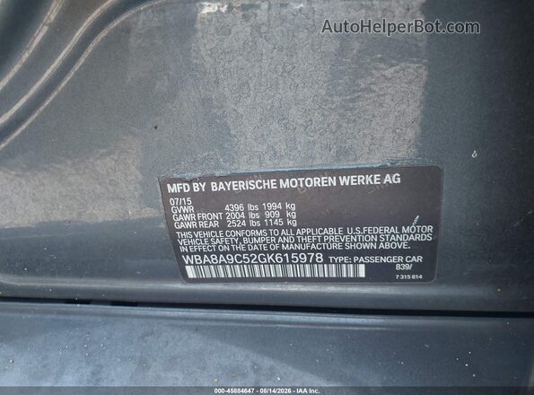 WBA8A9C52GK615978 2016 BMW 3 SERIES Gray Вид підкапотного простору