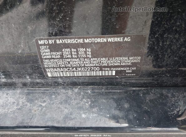 WBA8A9C54JK622700 2018 BMW 3 SERIES Black ძრავის განყოფილების ხედი