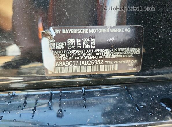 WBA8A9C57JAD26952 2018 BMW 3 SERIES Black VIN კოდის სტიკერის ხედი