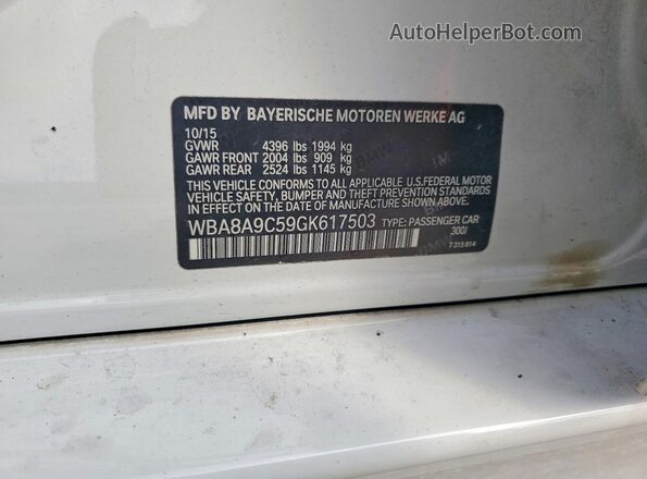 WBA8A9C59GK617503 2016 BMW 3 SERIES Белый Вид подкапотного пространства