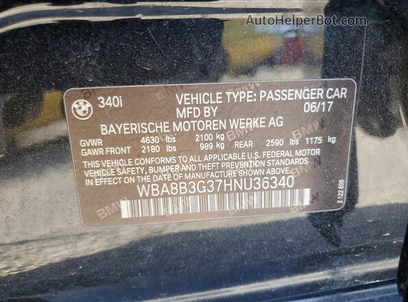 WBA8B3G37HNU36340 2017 BMW 3 SERIES Black Engine compartment view