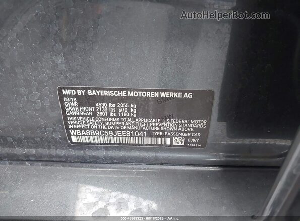 WBA8B9C59JEE81041 2018 BMW 3 SERIES Gray Շարժիչի բաժամունքի տեսք