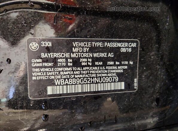 WBA8B9G52HNU09079 2017 BMW 3 SERIES Black ძრავის განყოფილების ხედი