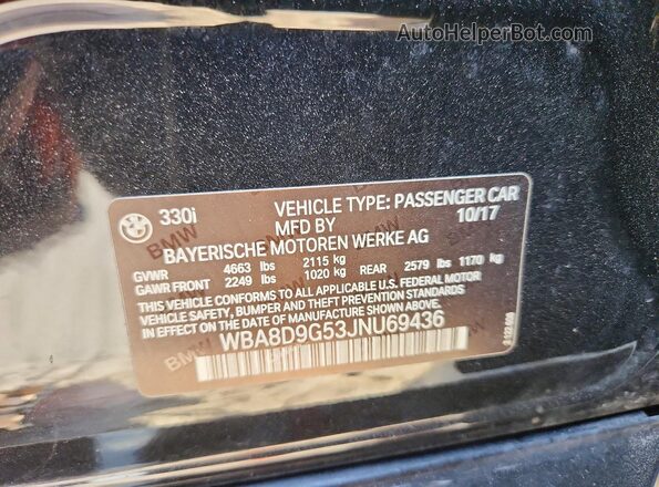 WBA8D9G53JNU69436 2018 BMW 3 SERIES Black Вид підкапотного простору