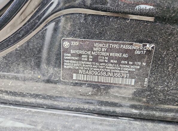 WBA8D9G58JNU66791 2018 BMW 3 SERIES Black ძრავის განყოფილების ხედი