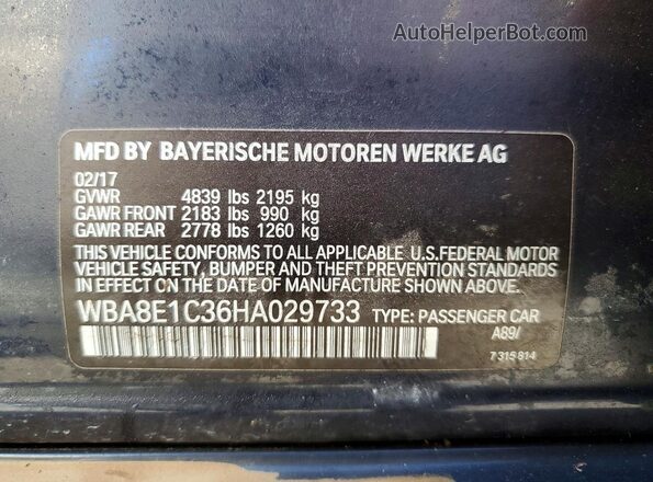 WBA8E1C36HA029733 2017 BMW 3 SERIES Black Engine compartment view