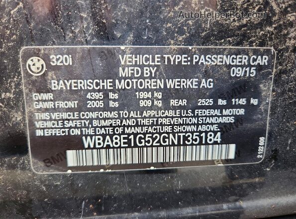 WBA8E1G52GNT35184 2016 BMW 3 SERIES Black Շարժիչի բաժամունքի տեսք