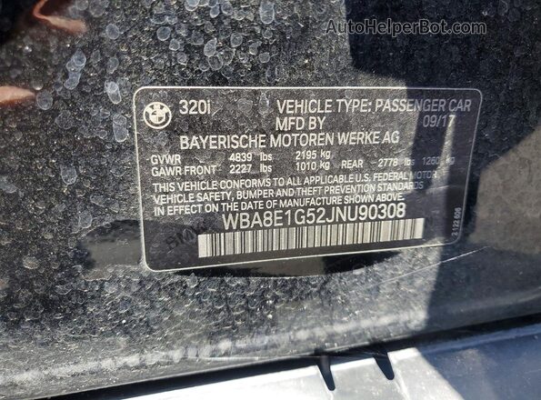 WBA8E1G52JNU90308 2018 BMW 3 SERIES Черный Вид подкапотного пространства