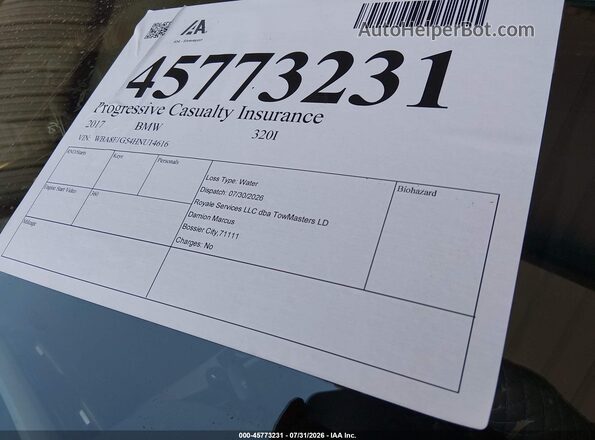 WBA8E1G54HNU14616 2017 BMW 3 SERIES Silver Առջևի վահանակի տեսք