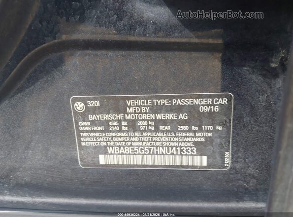 WBA8E5G57HNU41333 2017 BMW 3 SERIES Blue Engine compartment view