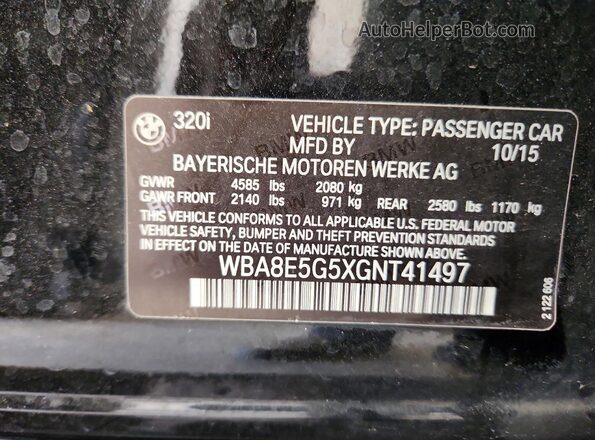 WBA8E5G5XGNT41497 2016 BMW 3 SERIES Черный Вид подкапотного пространства