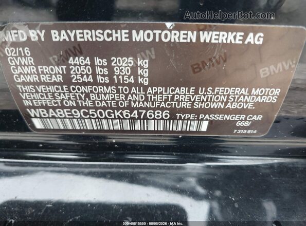 WBA8E9C50GK647686 2016 BMW 3 SERIES Black Engine compartment view