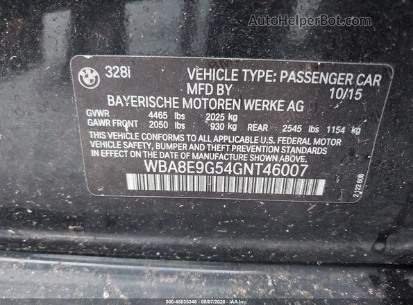 WBA8E9G54GNT46007 2016 BMW 3 SERIES Black Widok komory silnika