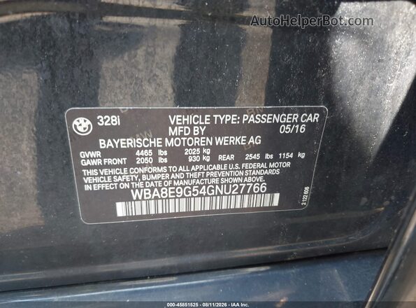 WBA8E9G54GNU27766 2016 BMW 3 SERIES Black Շարժիչի բաժամունքի տեսք