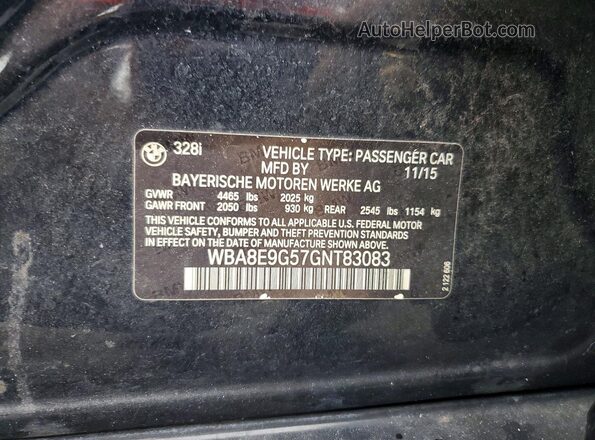 WBA8E9G57GNT83083 2016 BMW 3 SERIES Black ძრავის განყოფილების ხედი