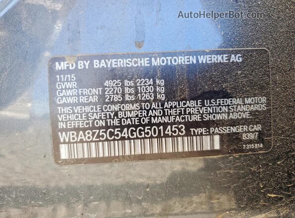WBA8Z5C54GG501453 2016 BMW 3 SERIES Gray Vista del compartimento del motor