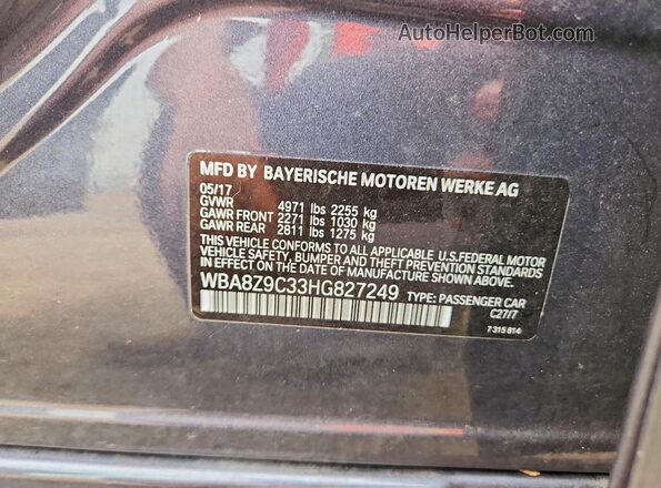 WBA8Z9C33HG827249 2018 BMW 3 SERIES Black Շարժիչի բաժամունքի տեսք