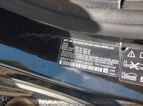 WBAFY4C5XKBX38930 2019 BMW M8 Black Вид підкапотного простору