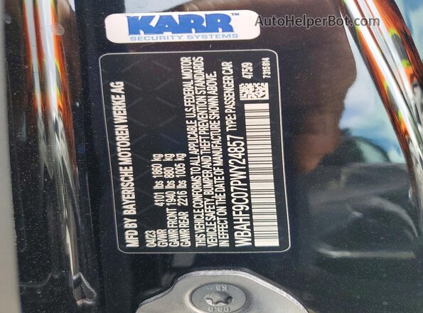 WBAHF9C07PWY24857 2023 BMW Z4 Black VIN sticker view