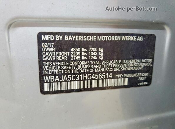 WBAJA5C31HG456514 2017 BMW 5 SERIES Серебряный Вид подкапотного пространства