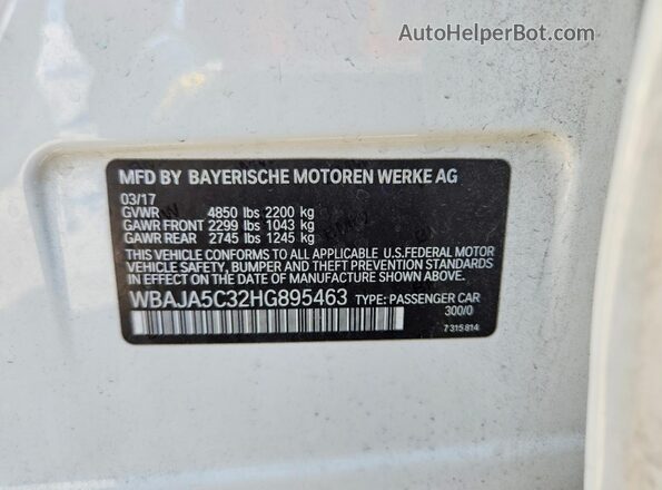 WBAJA5C32HG895463 2017 BMW 5 SERIES White Շարժիչի բաժամունքի տեսք
