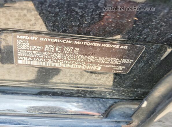 WBAJA5C32HG897455 2017 BMW 5 SERIES Черный Вид подкапотного пространства