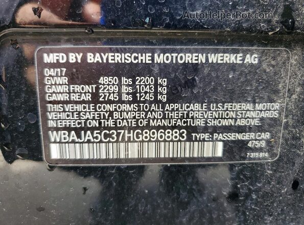 WBAJA5C37HG896883 2017 BMW 5 SERIES Black Widok komory silnika