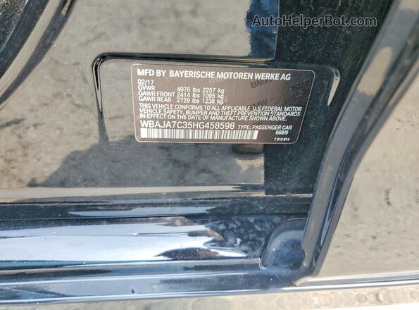 WBAJA7C35HG458598 2017 BMW 5 SERIES Black Vista de la etiqueta del VIN