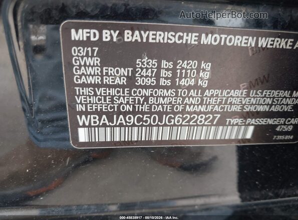 WBAJA9C50JG622827 2018 BMW 5 SERIES Black Շարժիչի բաժամունքի տեսք