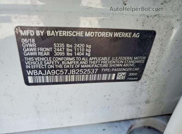 WBAJA9C57JB252537 2018 BMW 5 SERIES White Engine compartment view