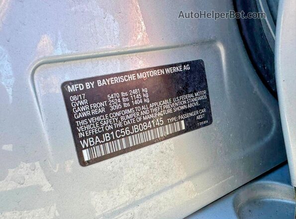 WBAJB1C56JB084145 2018 BMW 5 SERIES Gray 