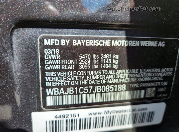 WBAJB1C57JB085188 2018 BMW 5 SERIES Gray 