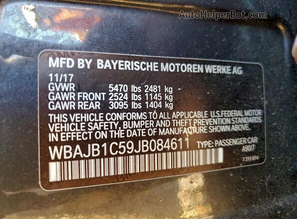 WBAJB1C59JB084611 2018 BMW 5 SERIES Black Շարժիչի բաժամունքի տեսք