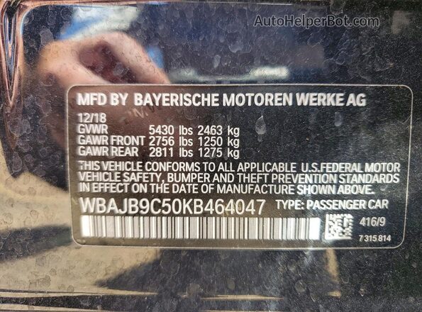 WBAJB9C50KB464047 2019 BMW M5 Black Widok komory silnika