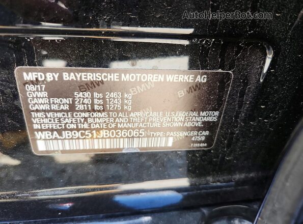 WBAJB9C51JB036065 2018 BMW M5 Black Շարժիչի բաժամունքի տեսք
