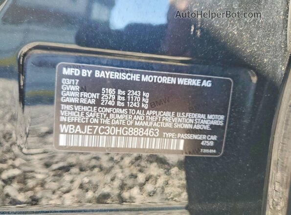 WBAJE7C30HG888463 2017 BMW 5 SERIES Black Շարժիչի բաժամունքի տեսք