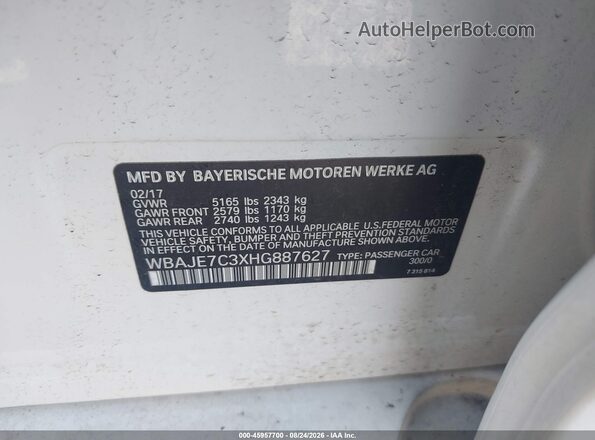 WBAJE7C3XHG887627 2017 BMW 5 SERIES White ძრავის განყოფილების ხედი
