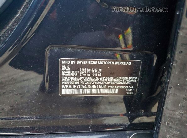WBAJE7C54JG891602 2018 BMW 5 SERIES Black VIN կոդի պիտակի տեսք