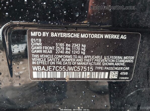 WBAJE7C55JWC57515 2018 BMW 5 SERIES Black Widok komory silnika