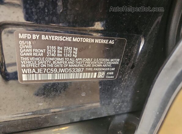 WBAJE7C59JWD53387 2018 BMW 5 SERIES Blue Շարժիչի բաժամունքի տեսք