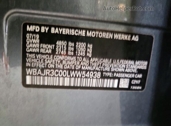 WBAJR3C00LWW54938 2020 BMW 5 SERIES Gray ძრავის განყოფილების ხედი