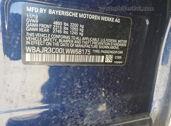 WBAJR3C00LWW68175 2020 BMW 5 SERIES Blue ძრავის განყოფილების ხედი