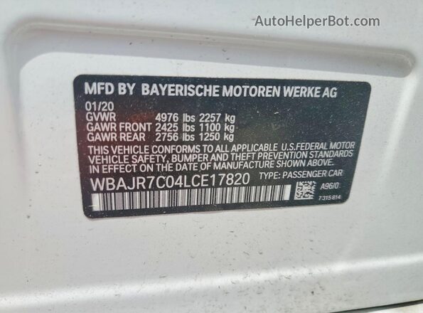 WBAJR7C04LCE17820 2020 BMW 5 SERIES White Вид підкапотного простору