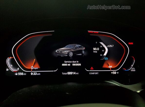 WBAJS3C08LCD75505 2020 BMW 5 SERIES Black ხელსაწყოთა პანელის ხედი