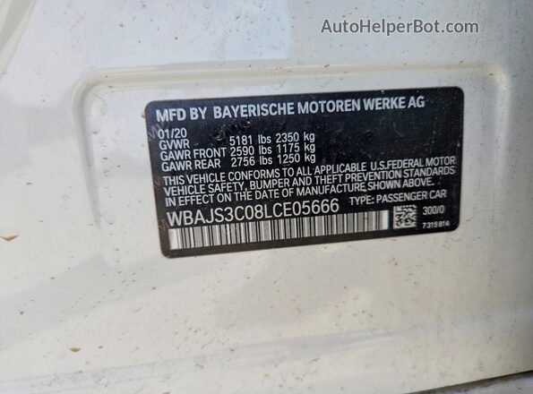 WBAJS3C08LCE05666 2020 BMW 5 SERIES White Vista del compartimento del motor