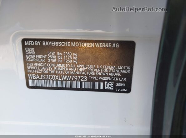 WBAJS3C0XLWW79723 2020 BMW 5 SERIES Green Շարժիչի բաժամունքի տեսք